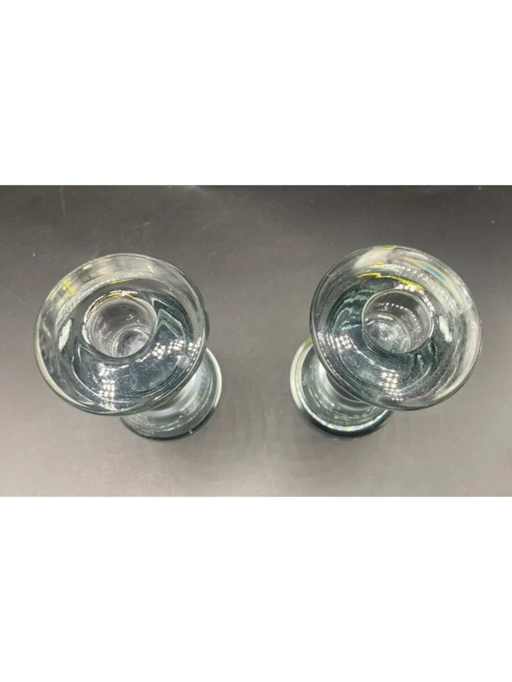 Set of 2 Danish Holmegaard Per Lutken Signed Taper Candle Holders  4.25”